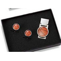 Basketball Money Clip and Rounded Basketball Cufflink Set with Gift Box